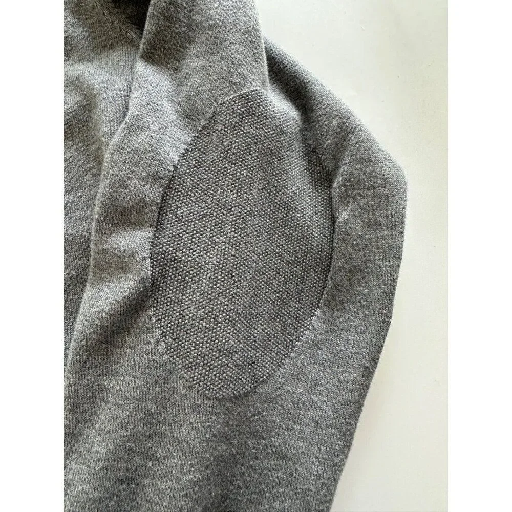 Lacoste Men's Grey V-neck Pullover Sweater Elbow Patch Medium